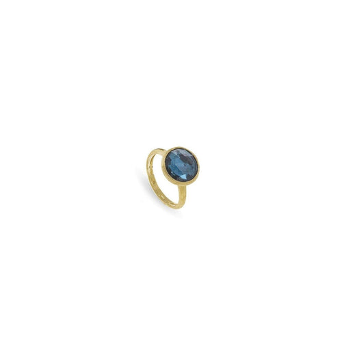 Marco Bicego Jewelry - Jaipur 18K Yellow Gold & Rose Cute Cushion Blue Topaz Stackable Ring | Manfredi Jewels