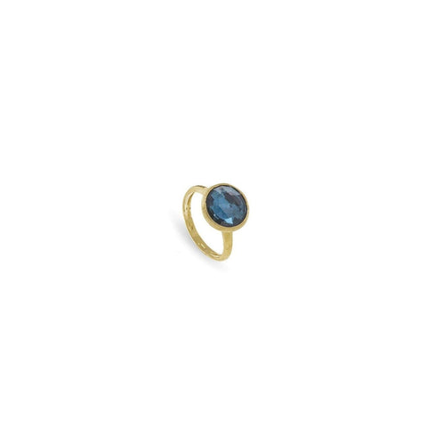 Jaipur 18K Yellow Gold & Rose Cute Cushion Blue Topaz Stackable Ring
