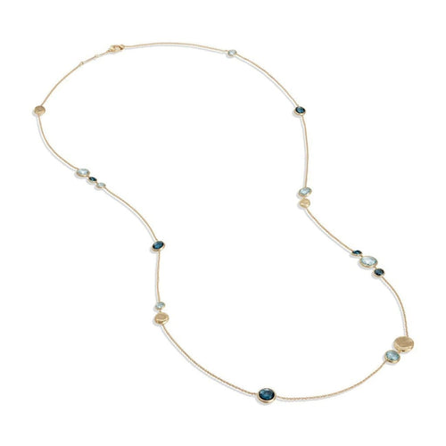 Marco Bicego Jewelry - Jaipur Color Collection 18K Yellow Gold Mixed Blue Topaz Long Necklace | Manfredi Jewels
