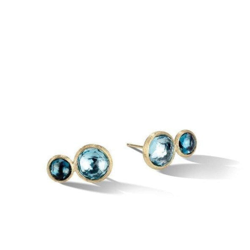 Marco Bicego Jewelry - Jaipur Color Collection 18K Yellow Gold Mixed Blue Topaz Two Tone Stud | Manfredi Jewels