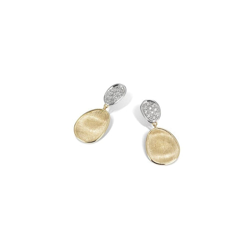 Marco Bicego Jewelry - Lunaria Collection 18K Yellow Gold and Diamond Petite Double Drop Earrings | Manfredi Jewels