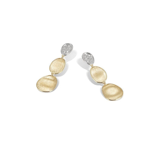 Marco Bicego Jewelry - Lunaria Collection 18K Yellow Gold and Diamond Petite Triple Drop Earrings | Manfredi Jewels