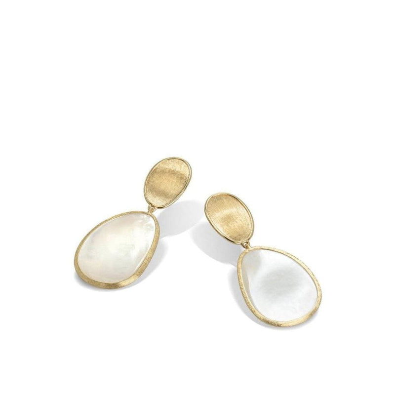 Marco Bicego Jewelry - Lunaria Collection Petite 18K Yellow Gold & White Mother of Pearl Earrings | Manfredi Jewels