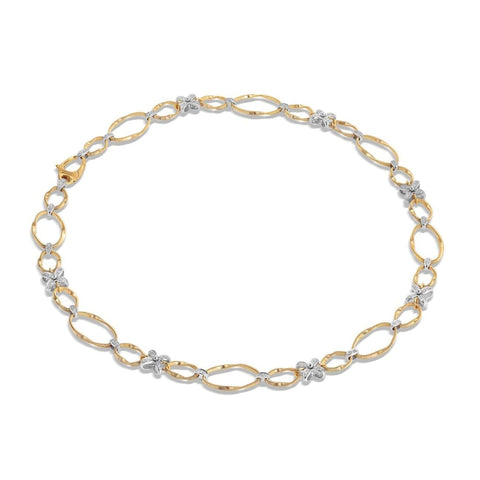 MARRAKECH ONDE COLLECTION 18K YELLOW AND WHITE GOLD COLLAR NECKLACE WITH DIAMOND FLOWERS