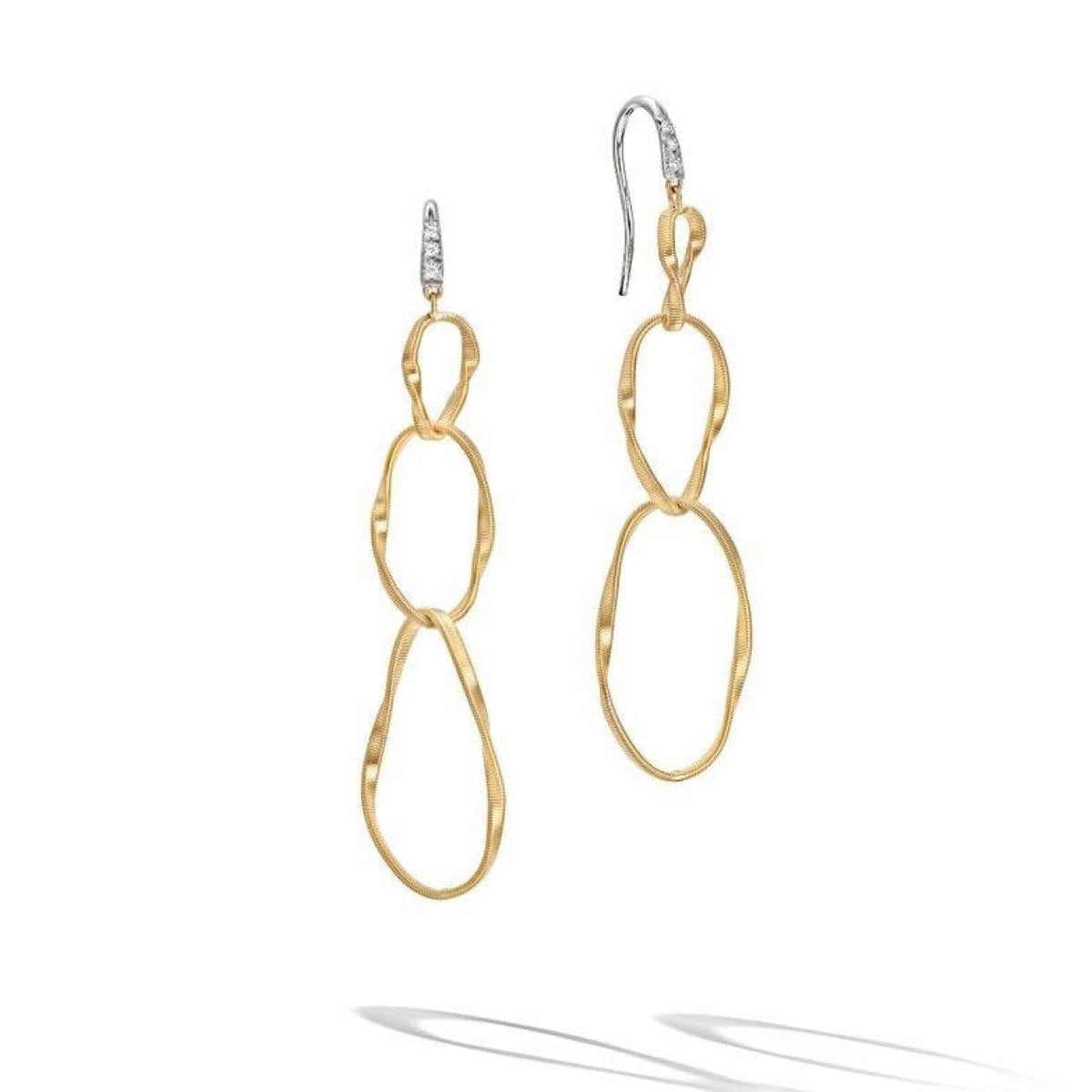 Marco Bicego Jewelry - Marrakech Onde Collection 18K Yellow Gold and Diamond Triple Drop Hook Earring | Manfredi Jewels