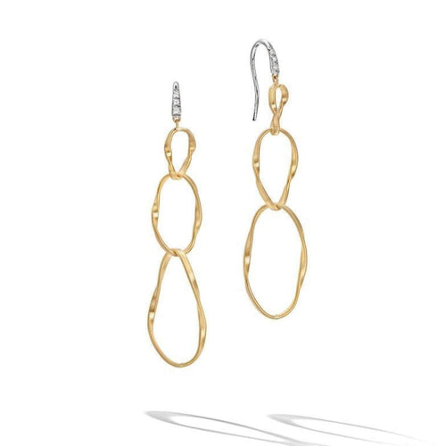 Marco Bicego Jewelry - Marrakech Onde Collection 18K Yellow Gold and Diamond Triple Drop Hook Earring | Manfredi Jewels