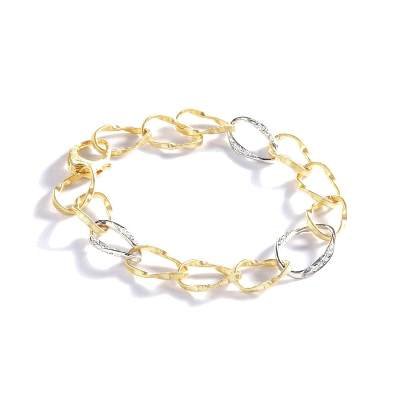Marco Bicego Jewelry - MARRAKECH ONDE YELLOW GOLD AND WHITE DIAMOND LINK BRACELET | Manfredi Jewels