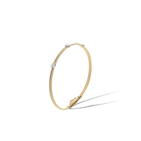 Masai Collection 18K Yellow Gold and Diamond Small Three Station Bracelet