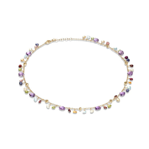 Paradise Collection 18K Yellow Gold Amethyst and Mixed Gemstone Single Strand Necklace