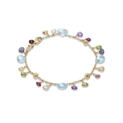 Marco Bicego Jewelry - Paradise Collection 18K Yellow Gold Blue Topaz and Mixed Gemstone Single Strand Bracelet | Manfredi Jewels