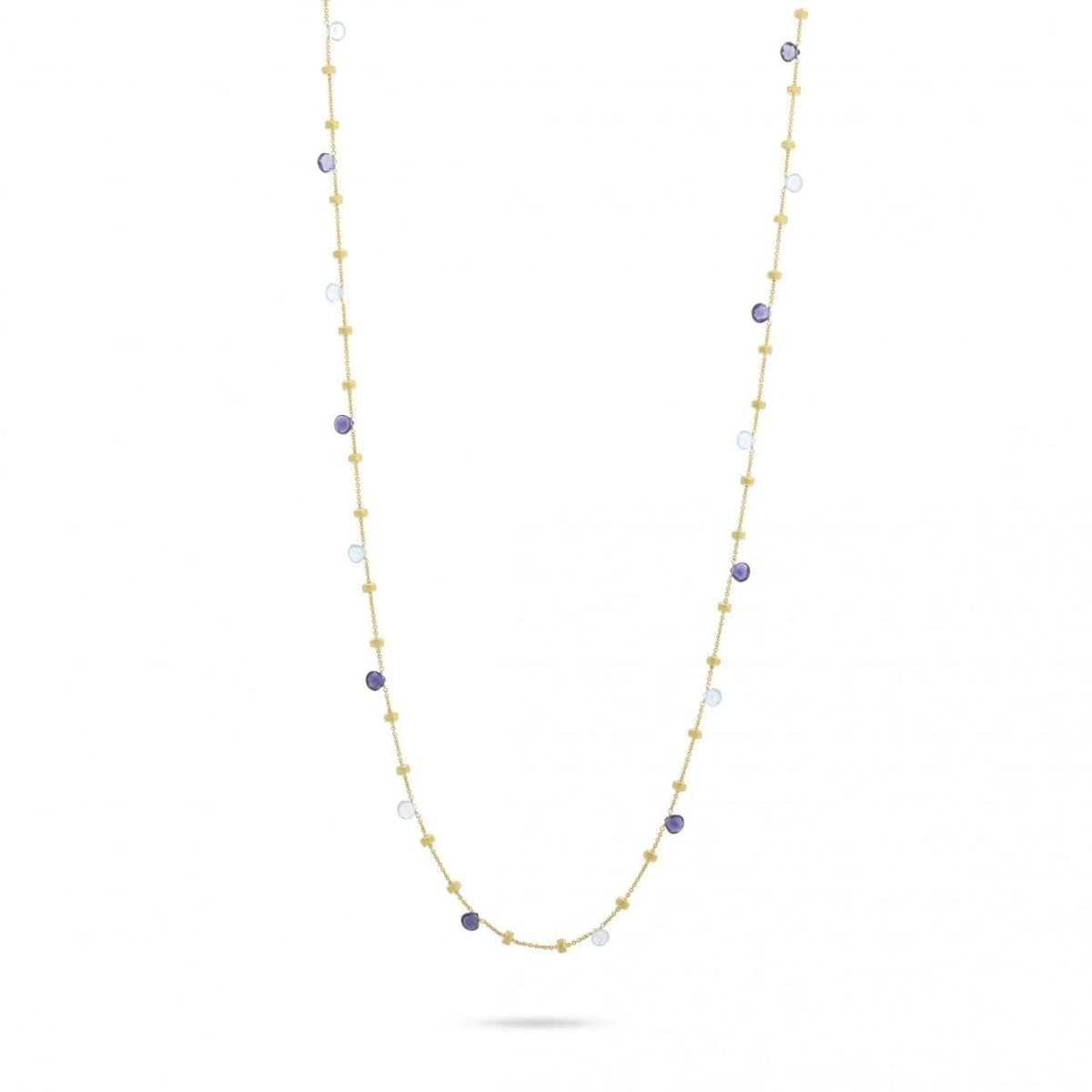 Marco Bicego Jewelry - Paradise Collection 18K Yellow Gold Iolite and Blue Topaz Long Necklace | Manfredi Jewels