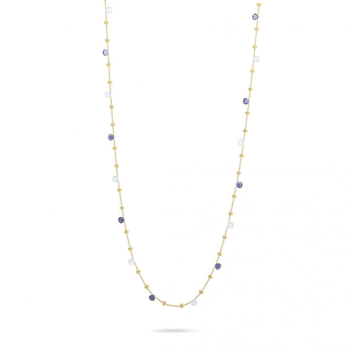 Marco Bicego Jewelry - Paradise Collection 18K Yellow Gold Iolite and Blue Topaz Long Necklace | Manfredi Jewels