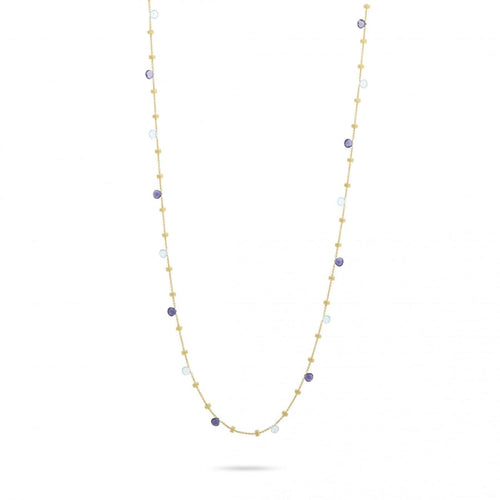 Marco Bicego Jewelry - Paradise Collection 18K Yellow Gold Iolite and Blue Topaz Long Necklace | Manfredi Jewels