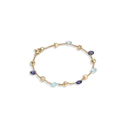Marco Bicego Jewelry - Paradise Collection 18K Yellow Gold Iolite and Blue Topaz Single Strand Bracelet | Manfredi Jewels