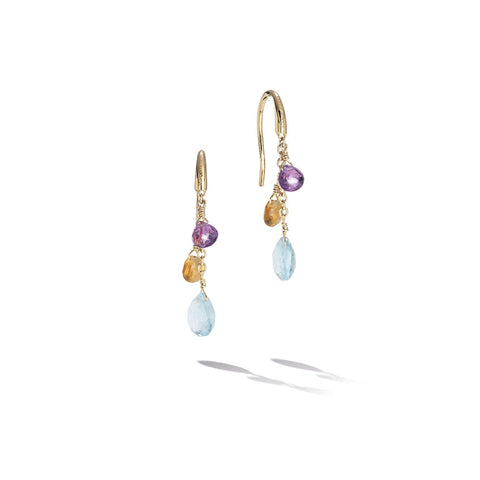 PARADISE COLLECTION 18K YELLOW GOLD MIXED TOPAZ SMALL DROP EARRINGS