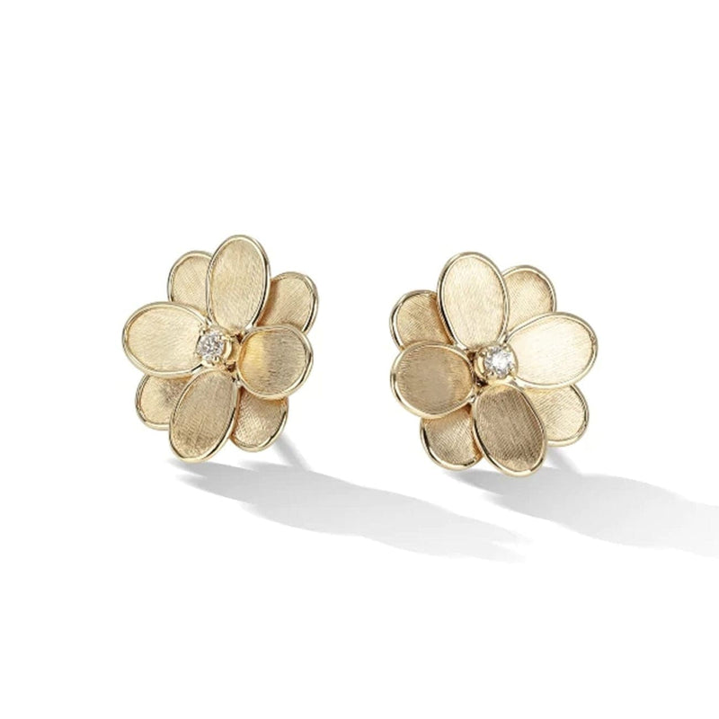 Marco Bicego Jewelry - Petali Collection 18K Yellow Gold and Diamond Flower Stud Earrings | Manfredi Jewels