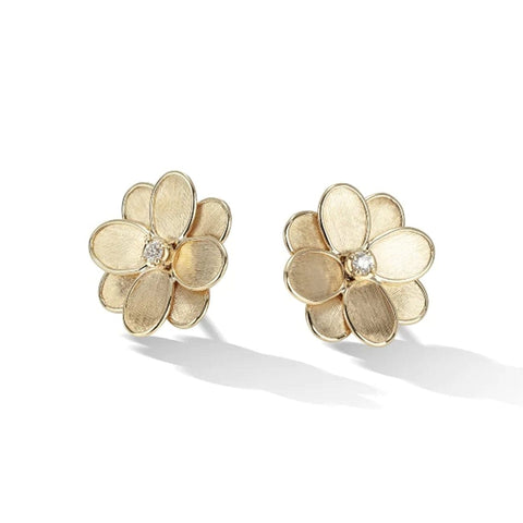 Petali Collection 18K Yellow Gold and Diamond Flower Stud Earrings
