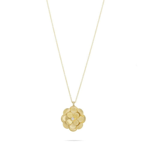 Marco Bicego Jewelry - Petali Collection 18K Yellow Gold and Diamond Long Flower Pendant | Manfredi Jewels