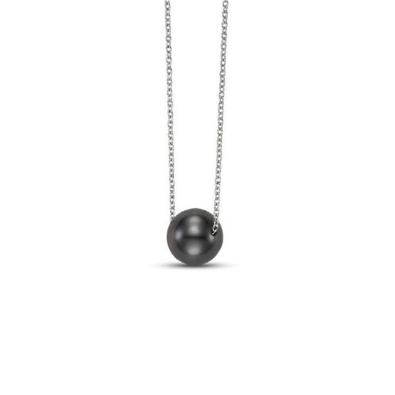 Mastoloni Jewelry - 14KT WHITE GOLD 7.5-8MM FLOATING BLACK TAHITIAN PEARL NECKLACE | Manfredi Jewels