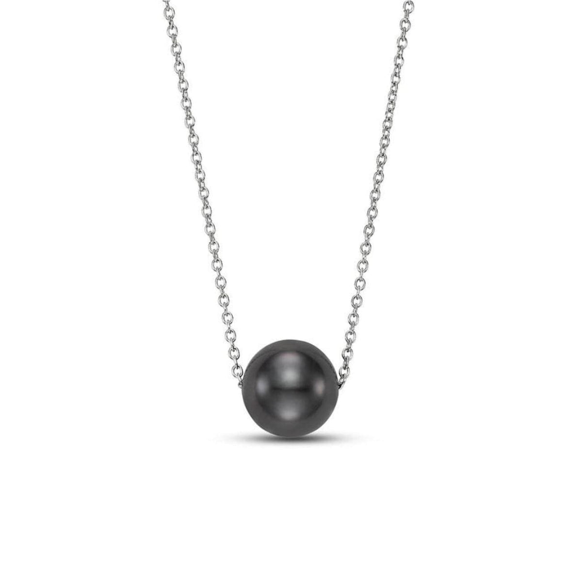 Mastoloni Jewelry - 14KT WHITE GOLD 7.5-8MM FLOATING BLACK TAHITIAN PEARL NECKLACE | Manfredi Jewels