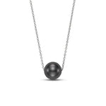 Mastoloni Jewelry - 14KT WHITE GOLD 7.5 - 8MM FLOATING BLACK TAHITIAN PEARL NECKLACE | Manfredi Jewels