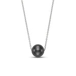Mastoloni Jewelry - 14KT WHITE GOLD 7.5-8MM FLOATING BLACK TAHITIAN PEARL NECKLACE | Manfredi Jewels