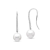 Mastoloni Jewelry - 14KT WHITE GOLD 8.5-9MM PEARL DROP EARRINGS SET WITH 0.16CTS OF DIAMONDS | Manfredi Jewels