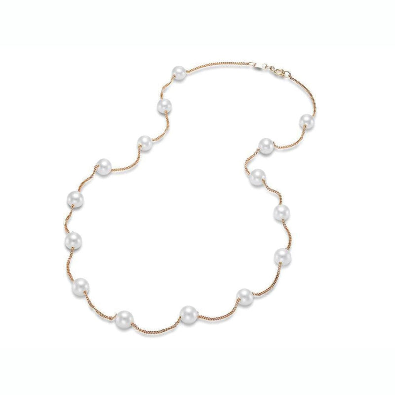 Mastoloni Jewelry - 14KT YELLOW GOLD TINCUP NECKLACE WITH 15 FRESHWATER PEARL | Manfredi Jewels