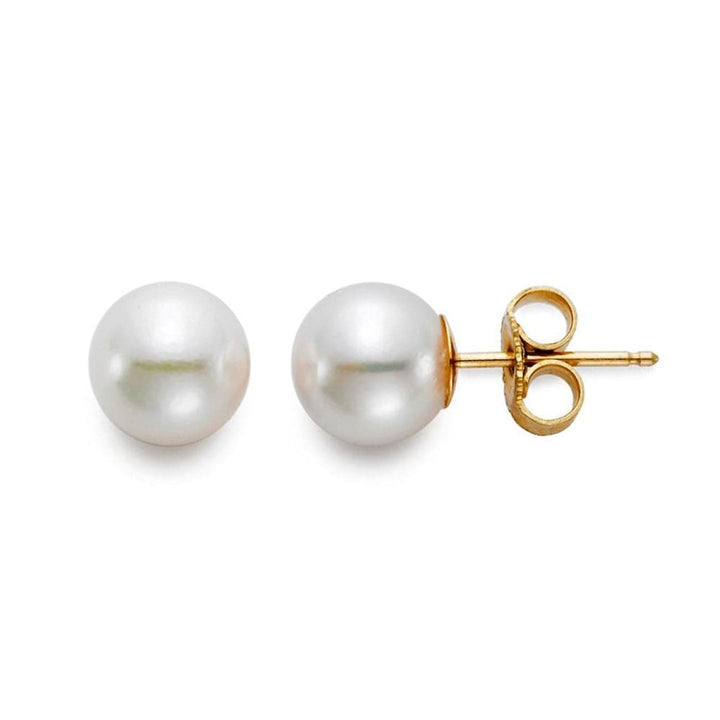 Mastoloni Jewelry - 18K Yellow Gold 6.5-7MM ’AA’ Cultured Pearl Stud Earrings | Manfredi Jewels