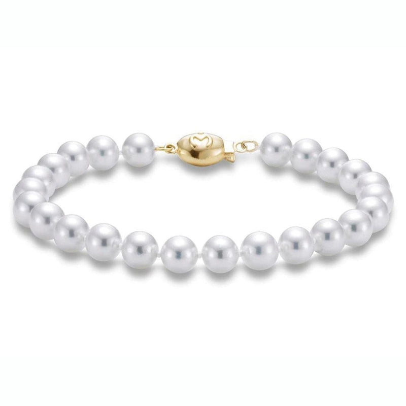 Mastoloni Jewelry - Akoya Pearl 18K Yellow Gold Ball Clasp 7-7.5mm A + Strand Bracelet | Manfredi Jewels