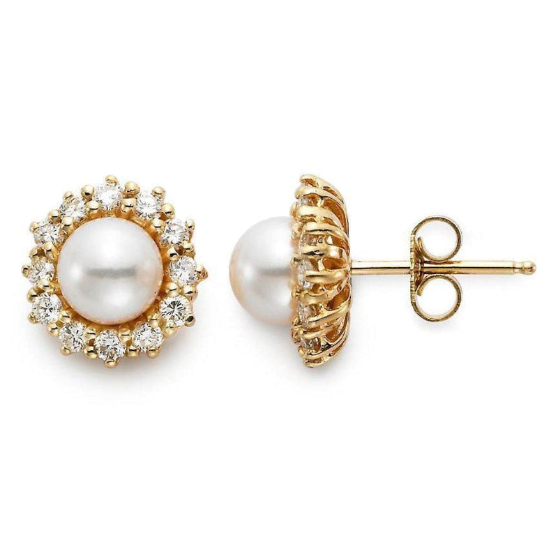 Mastoloni Jewelry - HALO CULTURED PEARL STUD EARRINGS | Manfredi Jewels