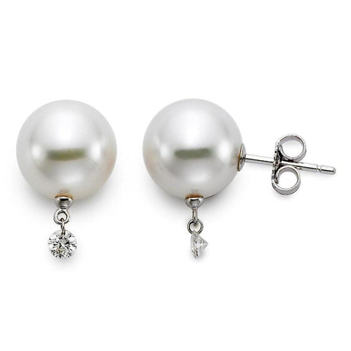 Mastoloni Jewelry - WHITE SOUTH SEA CULTURED PEARL CHARM STUD EARRINGS | Manfredi Jewels