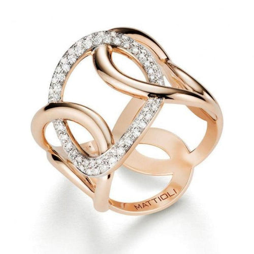 Mattioli Jewelry - 18K Rose Gold Hiroko ring with white diamonds | Manfredi Jewels
