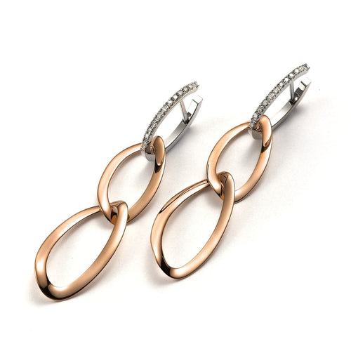 Mattioli Jewelry - 18KT YELLOW GOLD TRIPLE LINK EARRINGS SET WITH DIAMONDS | Manfredi Jewels