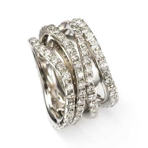 Mattioli Jewelry - Aspis spinner ring in 18KT white gold and diamonds | Manfredi Jewels