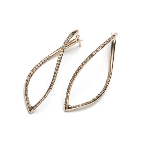 Navette Earrings in rose gold and brown diamonds