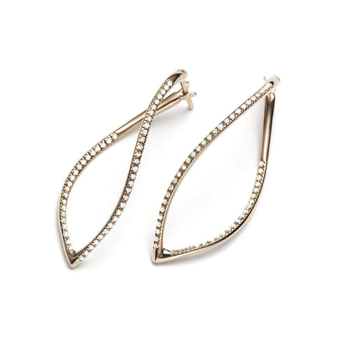 Navette Earrings in rose gold and white diamonds
