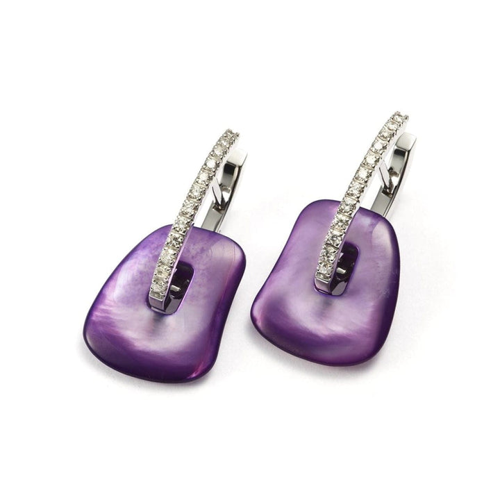 Mattioli Jewelry - Puzzle Earrings in white gold white diamonds and three pairs of interchangeable colored trapezoids | Manfredi Jewels