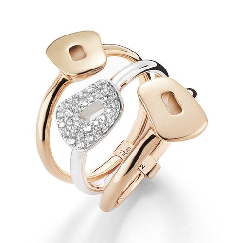 Mattioli Jewelry - Puzzle ring in white gold rose and diamonds (3 elements) | Manfredi Jewels