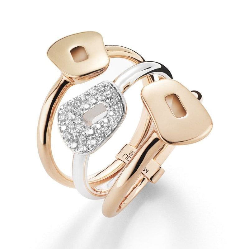 Mattioli Jewelry - Puzzle ring in white gold rose gold and white diamonds (3 elements) | Manfredi Jewels