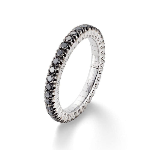 Mattioli Jewelry - Xband expandable ring in 18KT white gold and black diamonds large size | Manfredi Jewels
