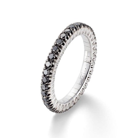 Xband expandable ring in 18KT white gold and black diamonds in large size
