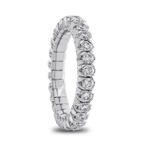 Xband expandable ring in 18KT white gold and white diamonds