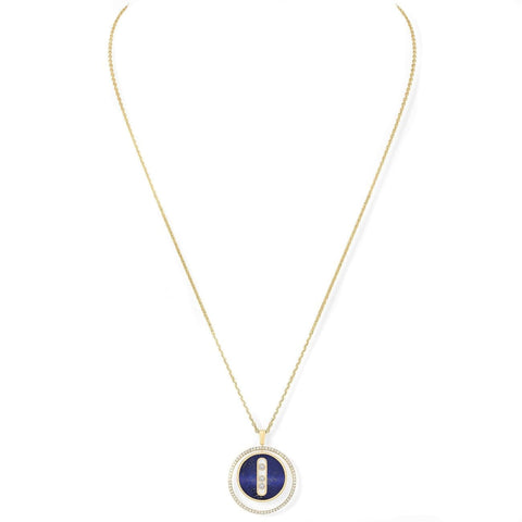 NECKLACE DIAMOND YELLOW GOLD LAPIS LAZULI LUCKY MOVE MM