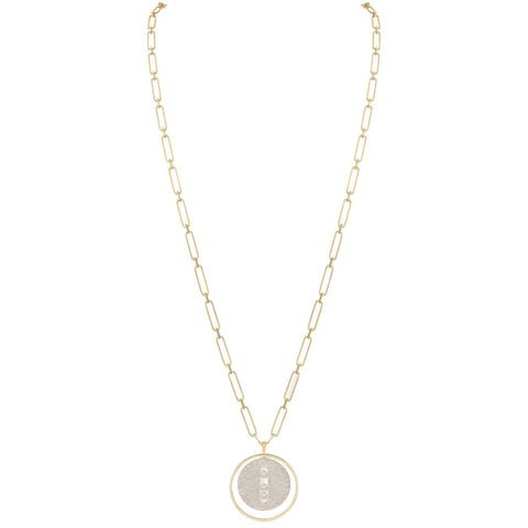 NECKLACE DIAMOND YELLOW GOLD LUCKY MOVE LONG NECKLACE PAVÉ GM