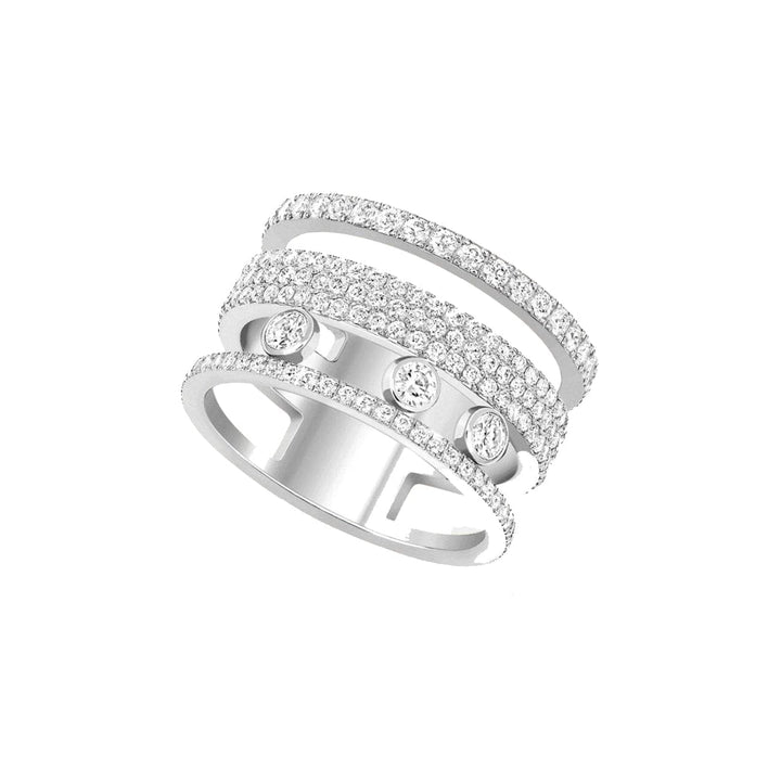 Messika Jewelry - 18K White Gold Messika Move Diamond Pave Romana Ring | Manfredi Jewels