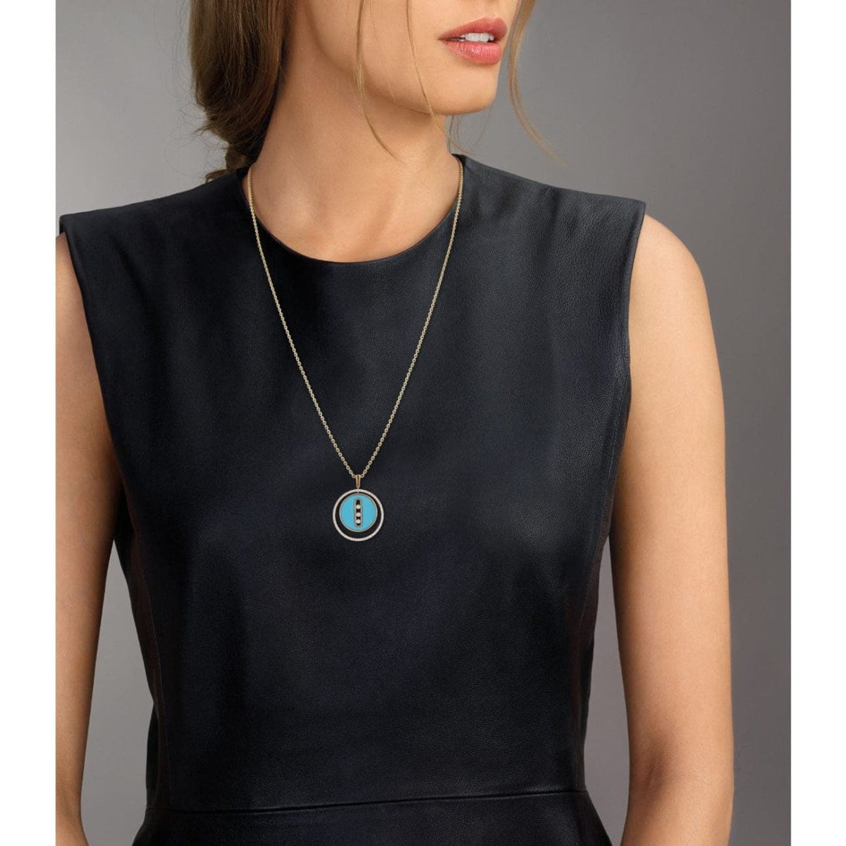 Messika Jewelry - ROSE GOLD DIAMOND NECKLACE TURQUOISE LUCKY MOVE MM | Manfredi Jewels