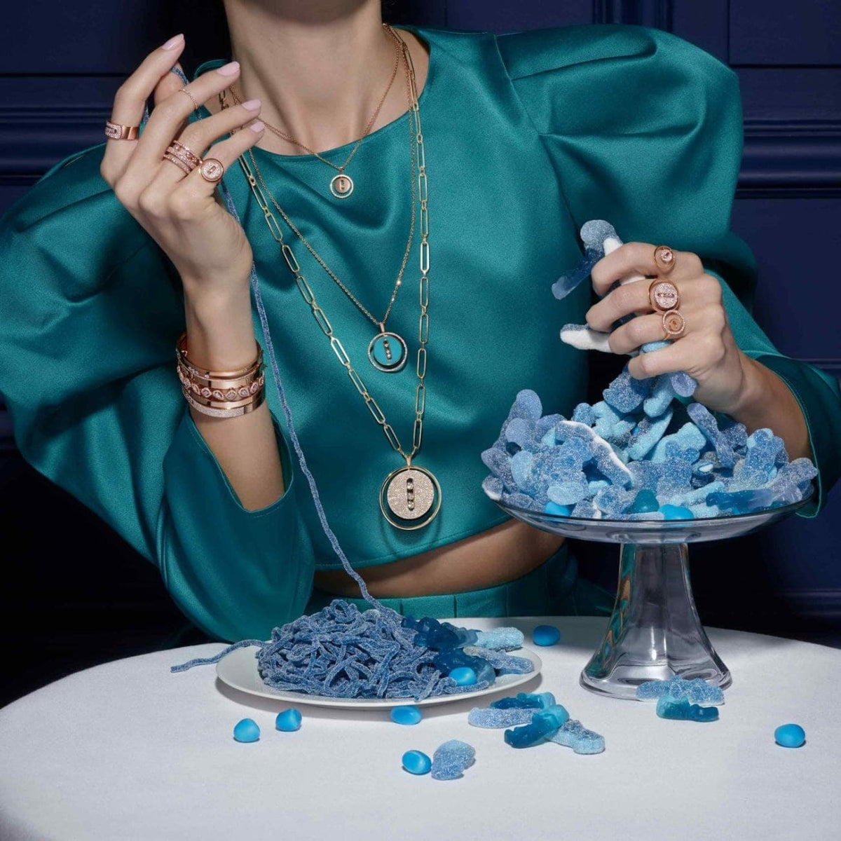 Messika Jewelry - ROSE GOLD DIAMOND NECKLACE TURQUOISE LUCKY MOVE MM | Manfredi Jewels