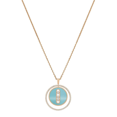 ROSE GOLD DIAMOND NECKLACE TURQUOISE LUCKY MOVE MM