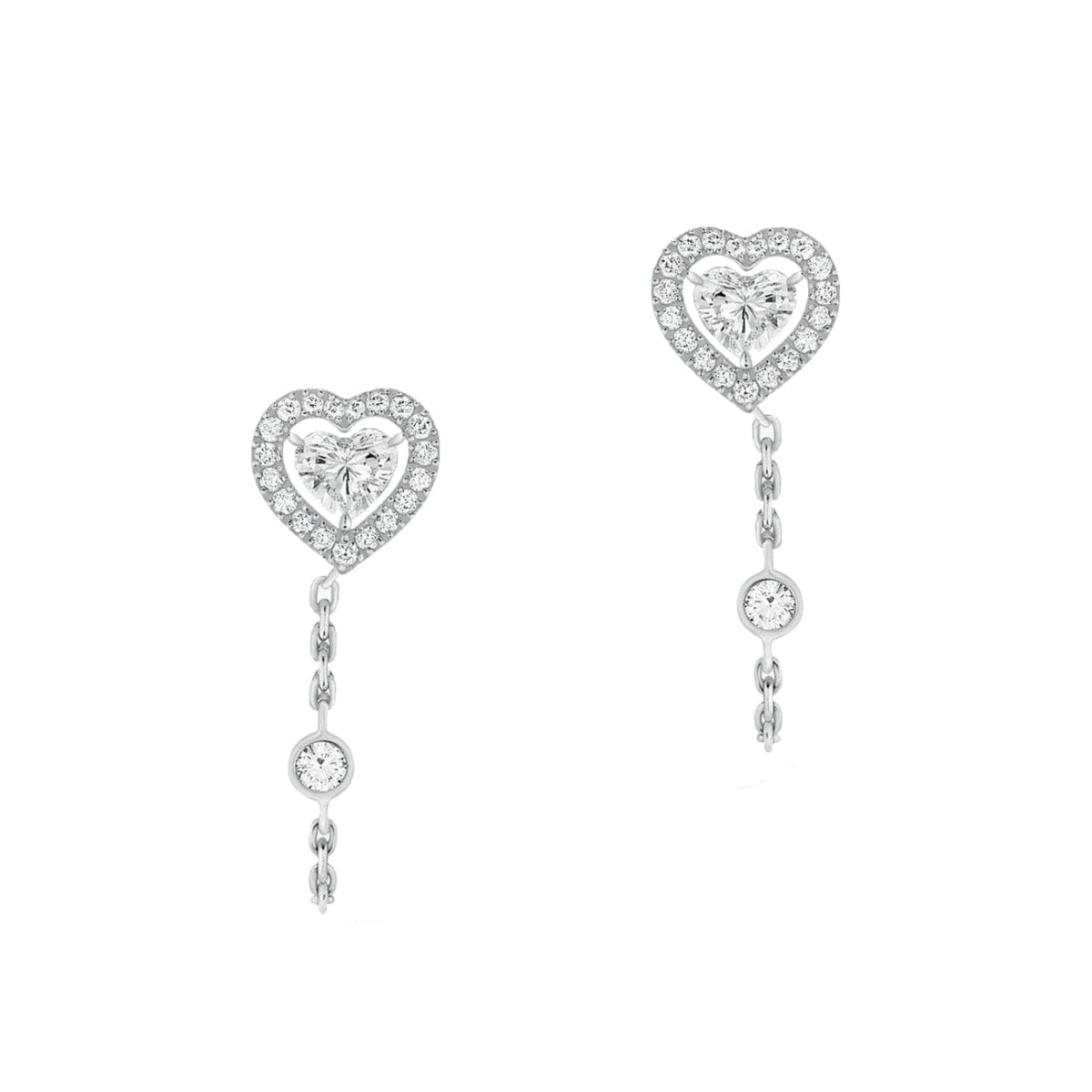 Messika Jewelry - WHITE GOLD DIAMOND EARRINGS JOY CŒUR DIAMOND CHAIN 0,15CTX3 | Manfredi Jewels